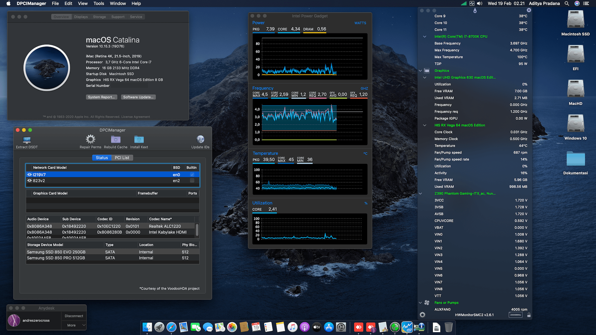Success Hackintosh macOS Catalina 10.15.3 Build 19D76 in Asrock Z390 Phantom Gaming-ITX/AC + Intel Core i7 8700K + HIS VEGA 64